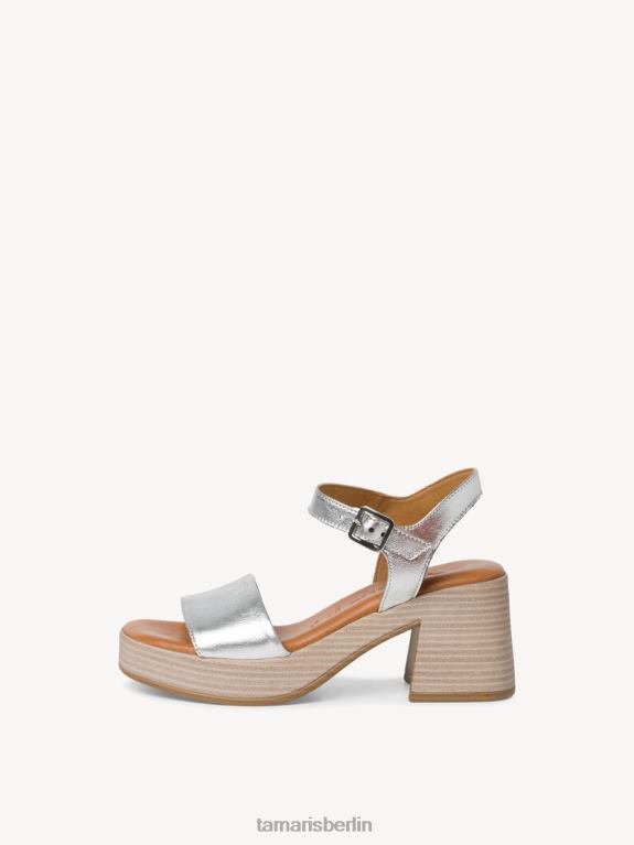 de Tamaris Frauen Sandale aus Leder – Metallic/Silber 0LHV42082 Schuhe