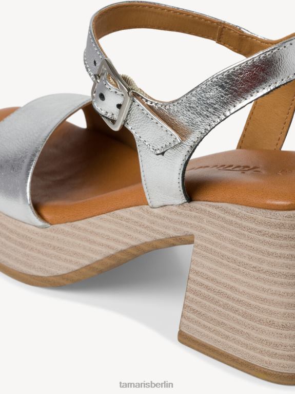 de Tamaris Frauen Sandale aus Leder – Metallic/Silber 0LHV42082 Schuhe