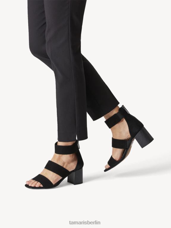 de Tamaris Frauen Sandale aus Leder – Schwarz/Schwarzes Wildleder 0LHV41396 Schuhe