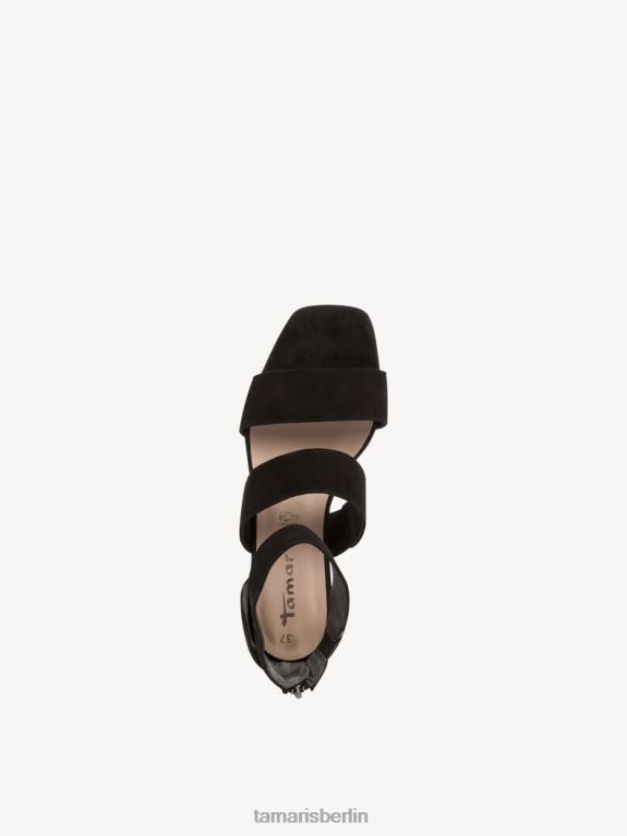 de Tamaris Frauen Sandale aus Leder – Schwarz/Schwarzes Wildleder 0LHV41396 Schuhe