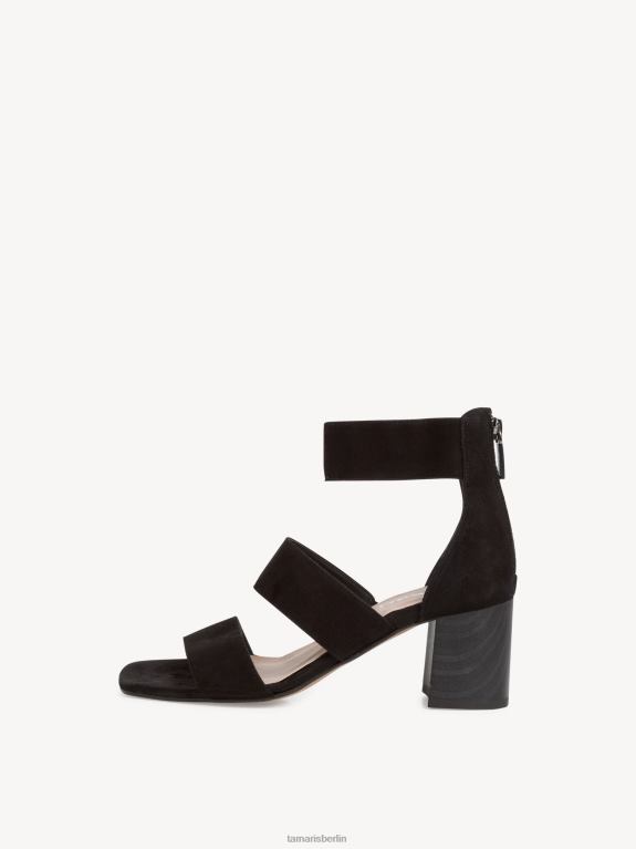 de Tamaris Frauen Sandale aus Leder – Schwarz/Schwarzes Wildleder 0LHV41396 Schuhe