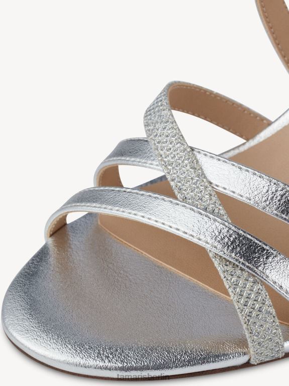 de Tamaris Frauen Sandale mit Absatz – metallischer/silberner Kamm 0LHV41749 Schuhe