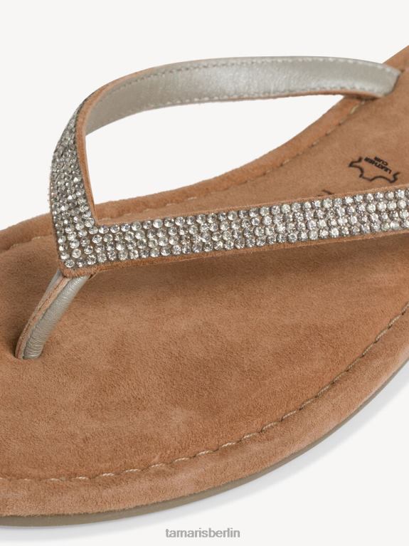 de Tamaris Frauen Zehentrenner aus Leder – Metallic/Silber-Glamour 0LHV4370 Schuhe
