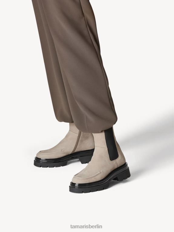 de Tamaris Frauen Chelsea-Stiefel aus Leder – Beige/Taupe-Nubukleder 0LHV4779 Schuhe