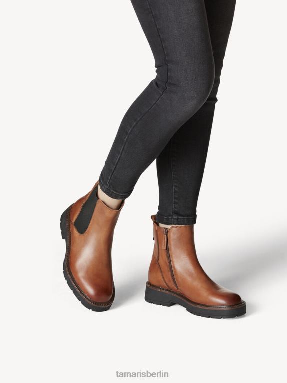 de Tamaris Frauen Chelsea-Stiefel aus Leder – Braun/Cognac 0LHV41654 Schuhe