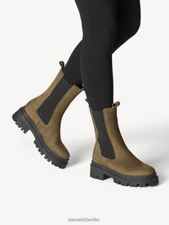 de Tamaris Frauen Chelsea-Stiefel aus Leder – Grün/Oliv 0LHV41453 Schuhe
