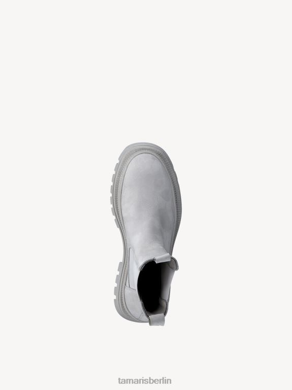 de Tamaris Frauen Chelsea-Stiefel aus Leder - Grau/Soft Grey Uni 0LHV4619 Schuhe