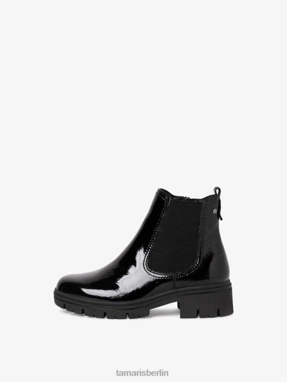 de Tamaris Frauen Chelsea-Stiefel aus Leder – Schwarz/Schwarzes Lackleder 0LHV4356 Schuhe
