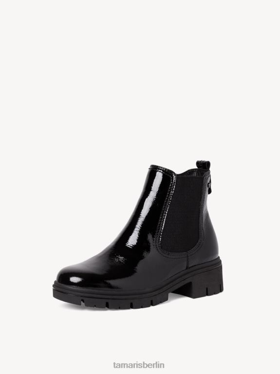 de Tamaris Frauen Chelsea-Stiefel aus Leder – Schwarz/Schwarzes Lackleder 0LHV4356 Schuhe