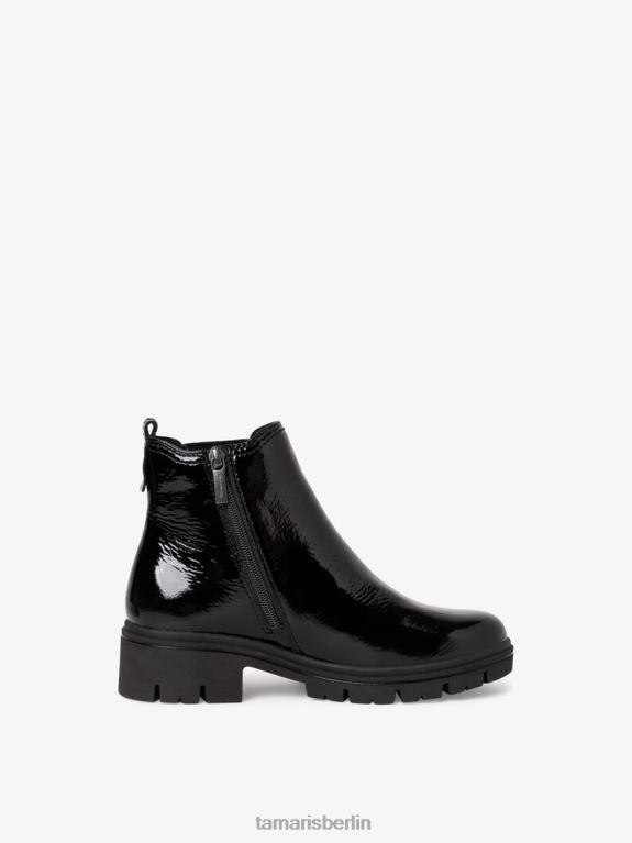 de Tamaris Frauen Chelsea-Stiefel aus Leder – Schwarz/Schwarzes Lackleder 0LHV4356 Schuhe