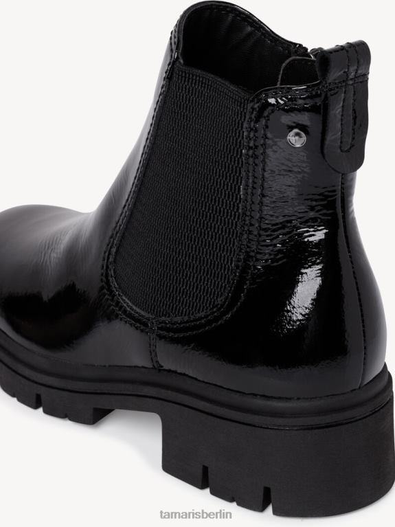 de Tamaris Frauen Chelsea-Stiefel aus Leder – Schwarz/Schwarzes Lackleder 0LHV4356 Schuhe