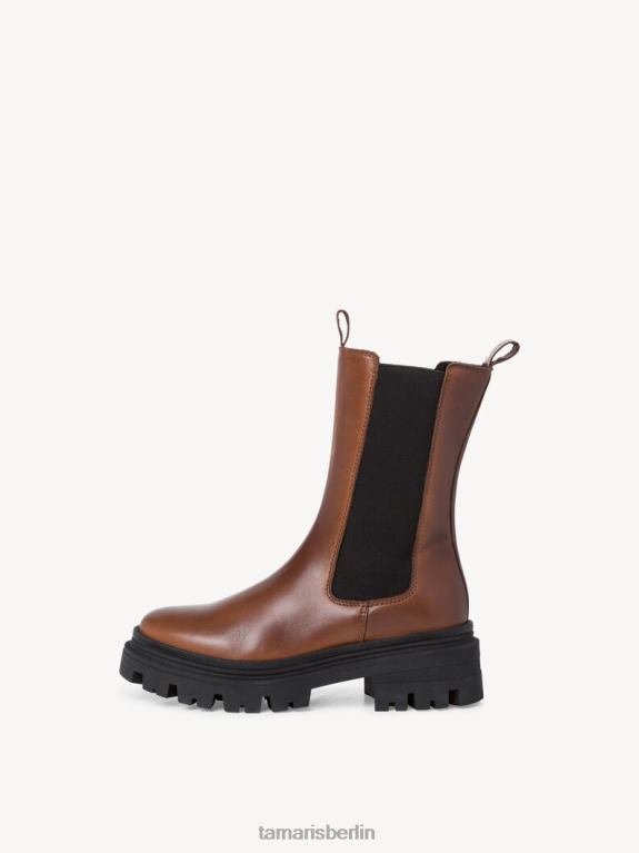 de Tamaris Frauen Chelsea-Stiefel aus Leder – braunes/cognacfarbenes Leder 0LHV4778 Schuhe
