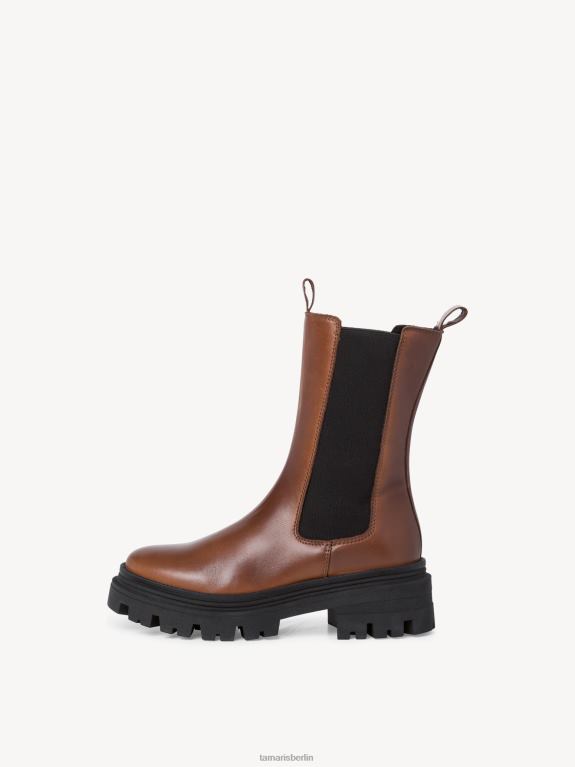 de Tamaris Frauen Chelsea-Stiefel aus Leder – braunes/cognacfarbenes Leder 0LHV4778 Schuhe