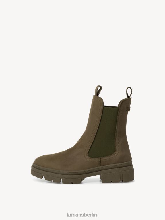 de Tamaris Frauen Chelsea-Stiefel aus Leder - grün/oliv genoppt. Uni 0LHV41707 Schuhe