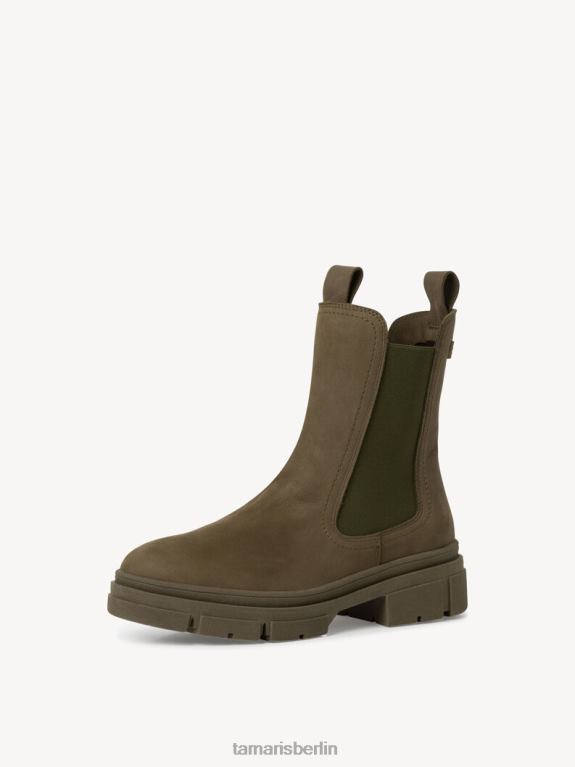 de Tamaris Frauen Chelsea-Stiefel aus Leder - grün/oliv genoppt. Uni 0LHV41707 Schuhe