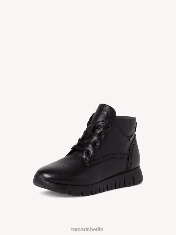 de Tamaris Frauen Lederstiefelette - Schwarz/Schwarzes Nappaleder 0LHV41121 Schuhe