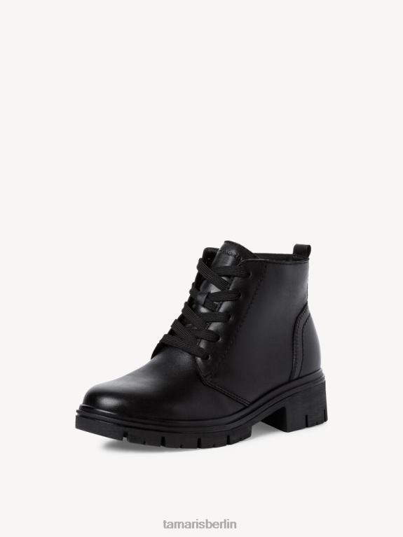 de Tamaris Frauen Lederstiefelette - Schwarz/Schwarzes Nappaleder 0LHV42069 Schuhe