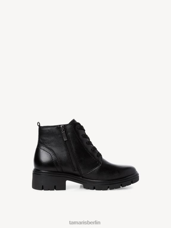 de Tamaris Frauen Lederstiefelette - Schwarz/Schwarzes Nappaleder 0LHV42069 Schuhe