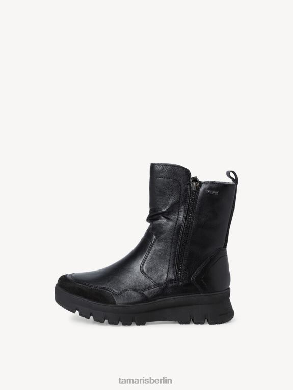 de Tamaris Frauen Lederstiefelette - Schwarz/Schwarzes Nappaleder 0LHV4355 Schuhe