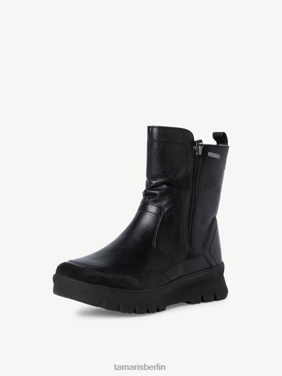 de Tamaris Frauen Lederstiefelette - Schwarz/Schwarzes Nappaleder 0LHV4355 Schuhe