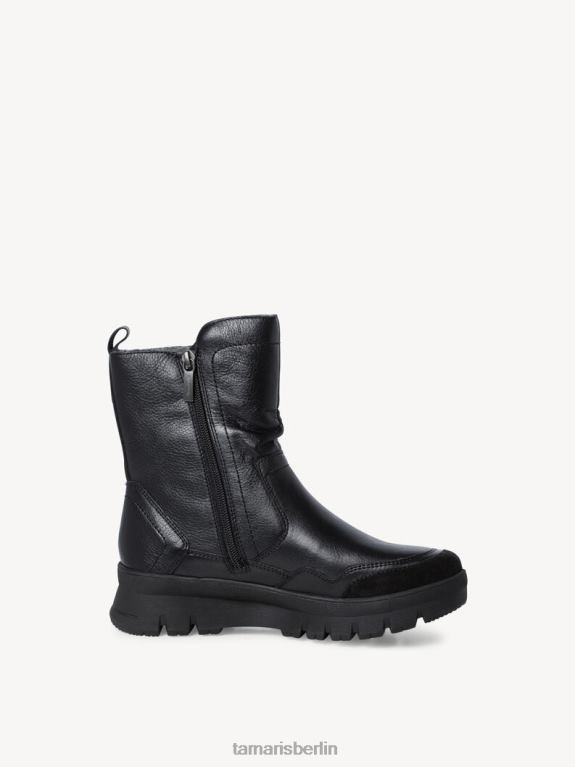 de Tamaris Frauen Lederstiefelette - Schwarz/Schwarzes Nappaleder 0LHV4355 Schuhe