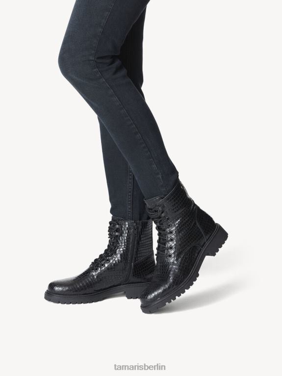 de Tamaris Frauen Lederstiefelette - schwarz/schwarze Struktur. 0LHV41714 Schuhe