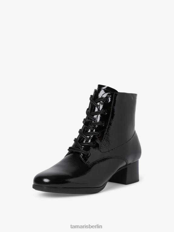 de Tamaris Frauen Lederstiefelette - schwarz/schwarzes Lackleder 0LHV42030 Schuhe