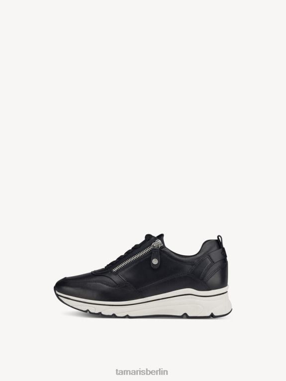 de Tamaris Frauen Ledersneaker - Schwarz/Schwarz Uni 0LHV4377 Schuhe