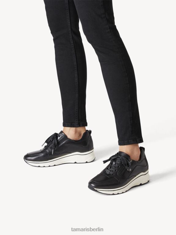 de Tamaris Frauen Ledersneaker - Schwarz/Schwarz Uni 0LHV4377 Schuhe