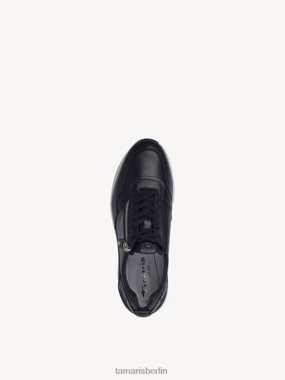 de Tamaris Frauen Ledersneaker - Schwarz/Schwarz Uni 0LHV4377 Schuhe